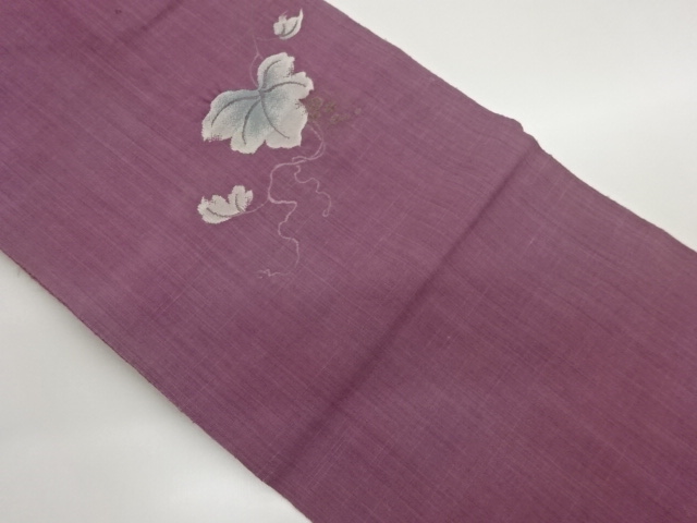 手織り紬葡萄唐草模様織出し名古屋帯